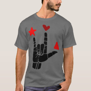Camiseta Sinal ILY formas vermelhas Sinal Idioma ASL Design
