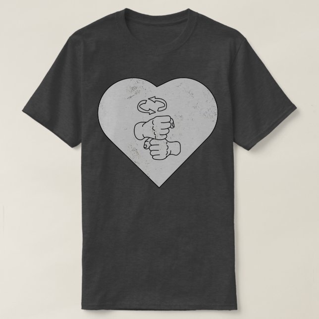 Camiseta Sinal Language Heart Coffee Marble (Frente do Design)