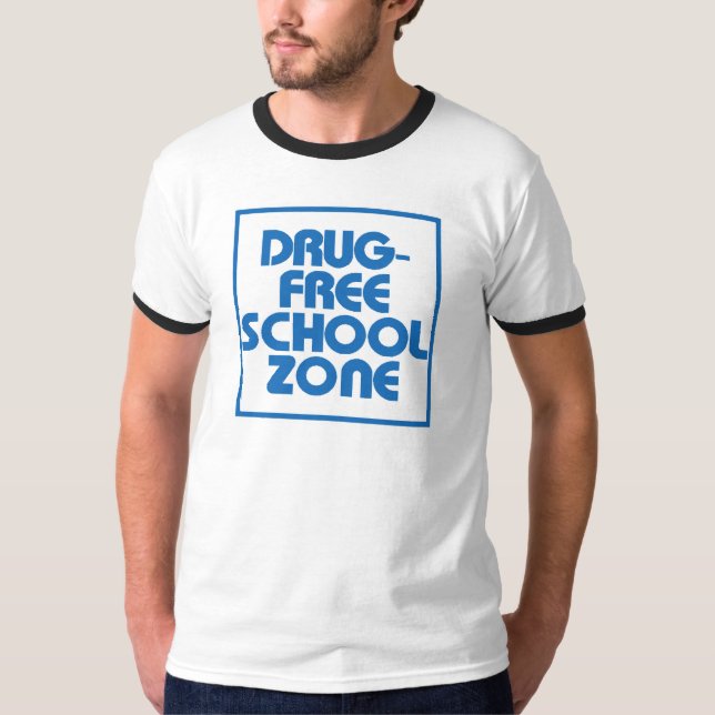 Camiseta Sinal livre de drogas da zona da escola (Frente)