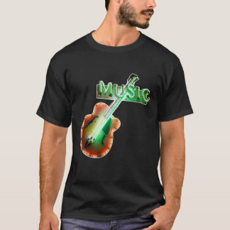 Camiseta Sinal Neon de Música de Guitarra Baixo Vintage em