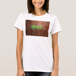 Camiseta Sinal neon gay iluminado SlipperyJoe brilhante vív