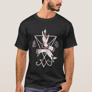 Camiseta Sinal Satânico De Lúcifer Com Pentagrama E Leviat
