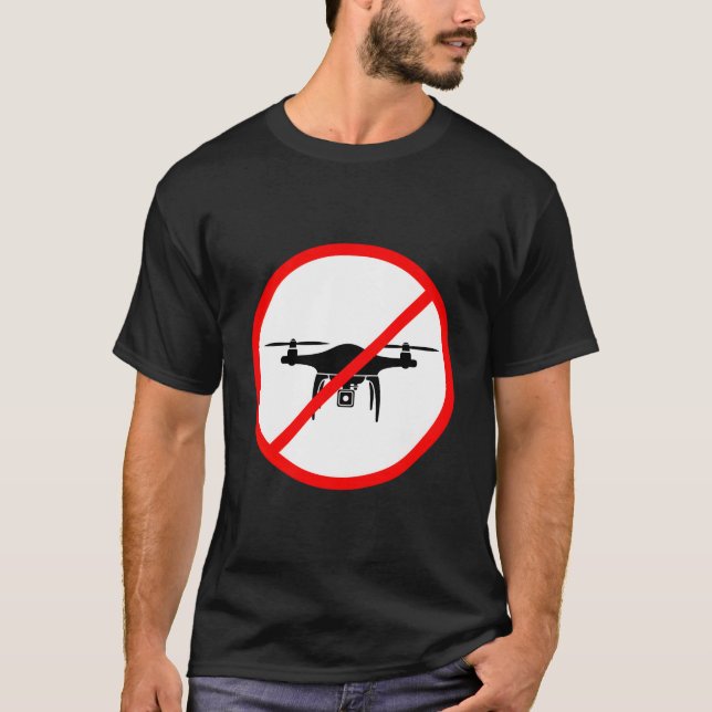 Camiseta Sinal Sem Zona de Drone Não Permitido (Frente)