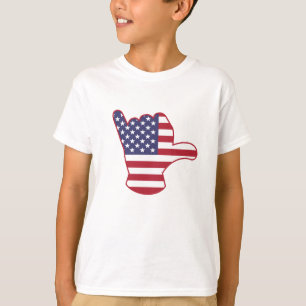 Camiseta Sinal Shaka com bandeira dos EUA