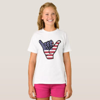 Sinal Shaka com bandeira dos EUA
