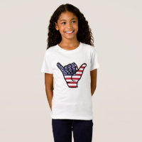 Sinal Shaka com bandeira dos EUA