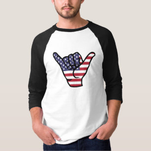 Camiseta Sinal Shaka com bandeira dos EUA