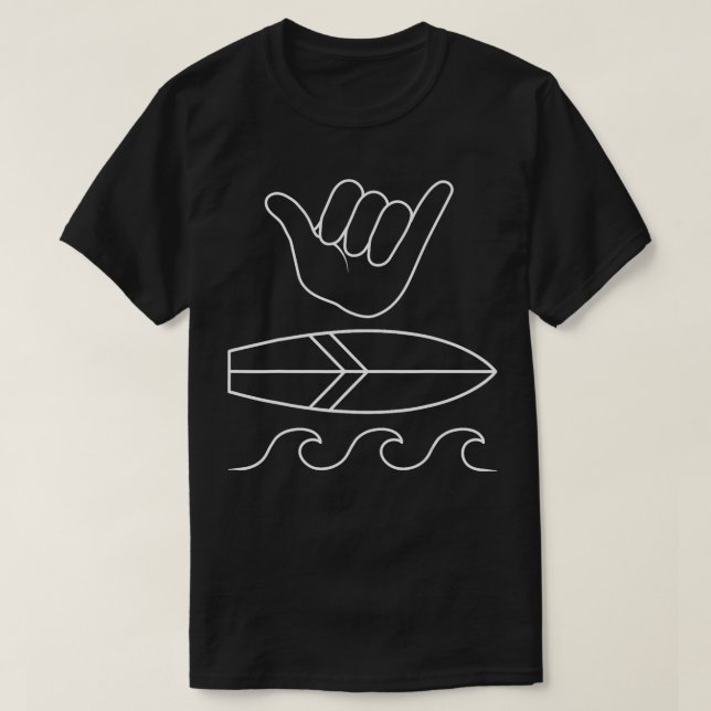 Camiseta Sinal Shaka Surfboard Surfer Summer Waves Surfing  (Frente do Design)