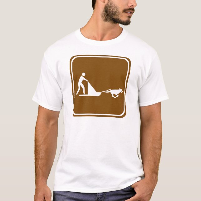 Camiseta Sinal sledding da estrada do cão (Frente)