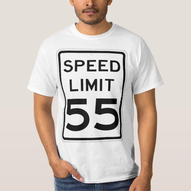 Camiseta Sinal T-Shirt com limite de velocidade de 55 MPH m (Frente)