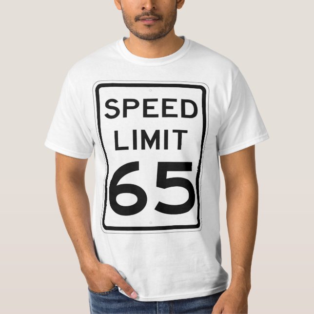 Camiseta Sinal T-Shirt com limite de velocidade de 65 MPH m (Frente)