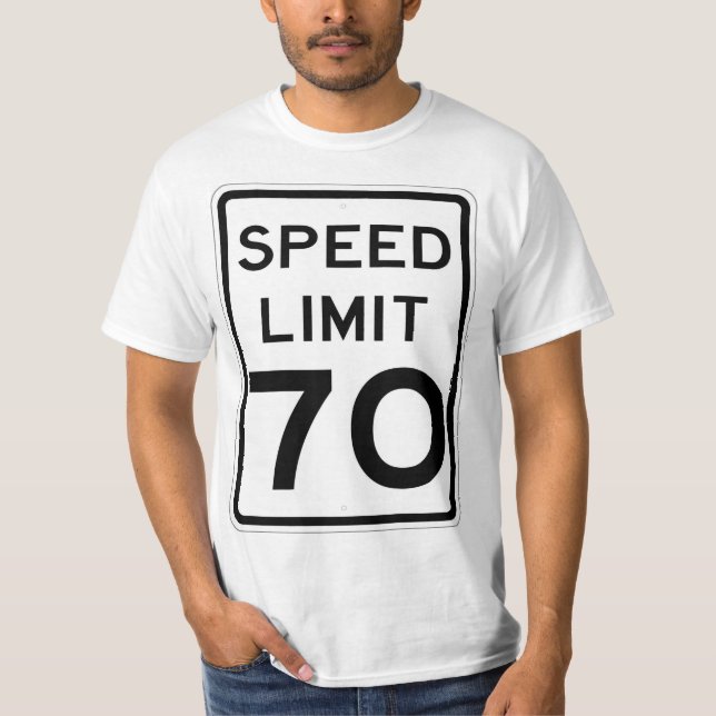 Camiseta Sinal T-Shirt com limite de velocidade de 70 MPH m (Frente)