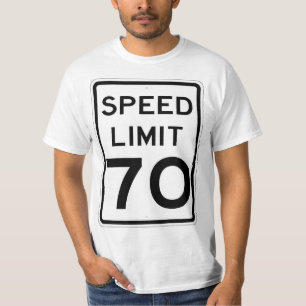 Camiseta Sinal T-Shirt de Limite de Velocidade de 70 MPH Mu