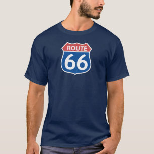 Camiseta SINAL VERMELHO, t-shirt AZUL da ROTA 66 dos homens