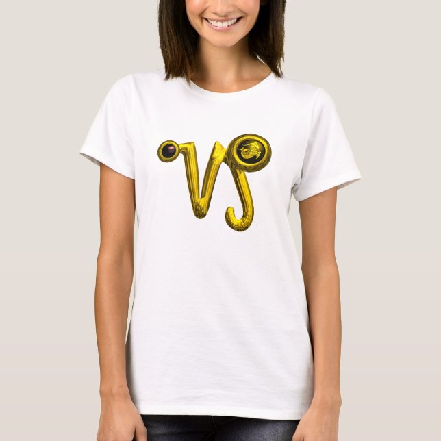 CAMISETA SINAL ZODIAC JUWEL DOURADO CAPRICORN (Frente)