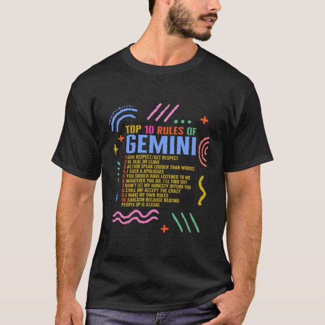 Camiseta Sinal Zodíaco 10 Principais Regras Da Astrologia G (Frente)