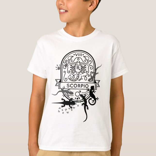Camiseta Sinal Zodíaco e Pets Correspondentes.Scorpio - Liz (Frente)