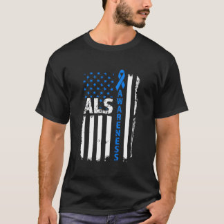 Camiseta Sinalizador Als Awarness Blue Ribbon Us