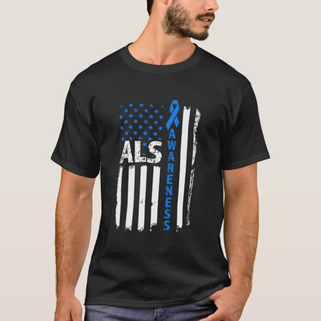 Camiseta Sinalizador Als Awarness Blue Ribbon Us (Frente)