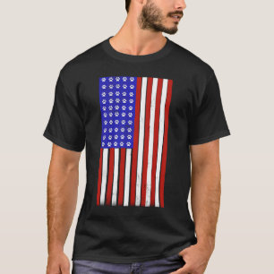 Camiseta Sinalizador Americano de Impressão de Paw