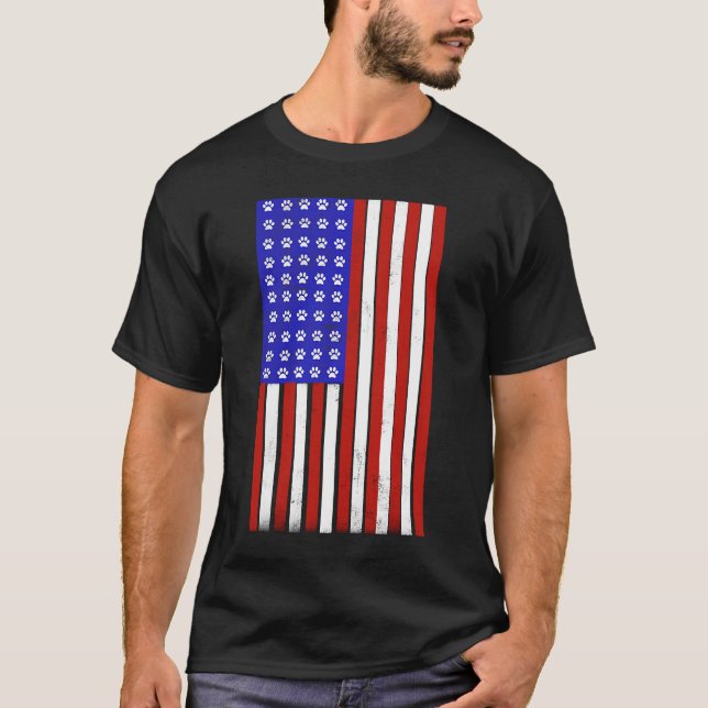 Camiseta Sinalizador Americano de Impressão de Paw (Frente)