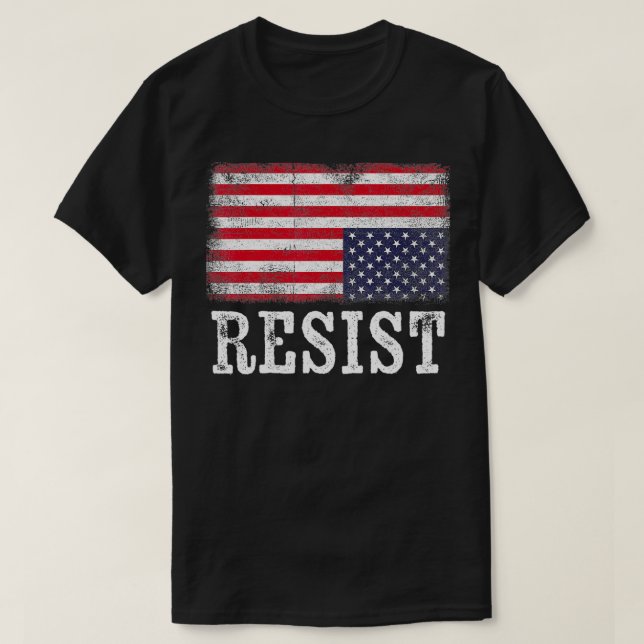 Camiseta Sinalizador Americano de Volta para Baixo Resiste  (Frente do Design)