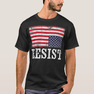 Camiseta Sinalizador Americano de Volta para Baixo Resiste