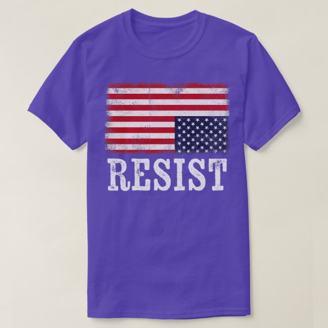 Camiseta Sinalizador Americano de Volta para Baixo Resiste  (Frente do Design)