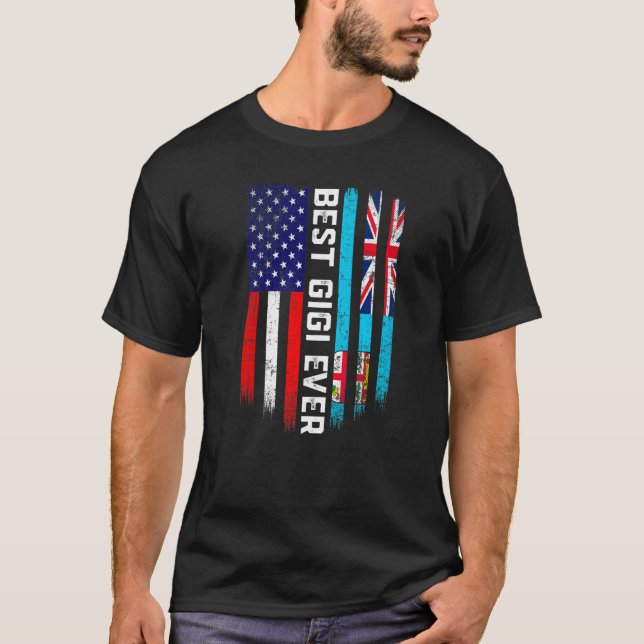 Camiseta Sinalizador Americano e Fiji Melhor Família Gigi N (Frente)