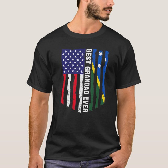 Camiseta Sinalizador Americano e Ilhas Salomão Melhor Avô (Frente)