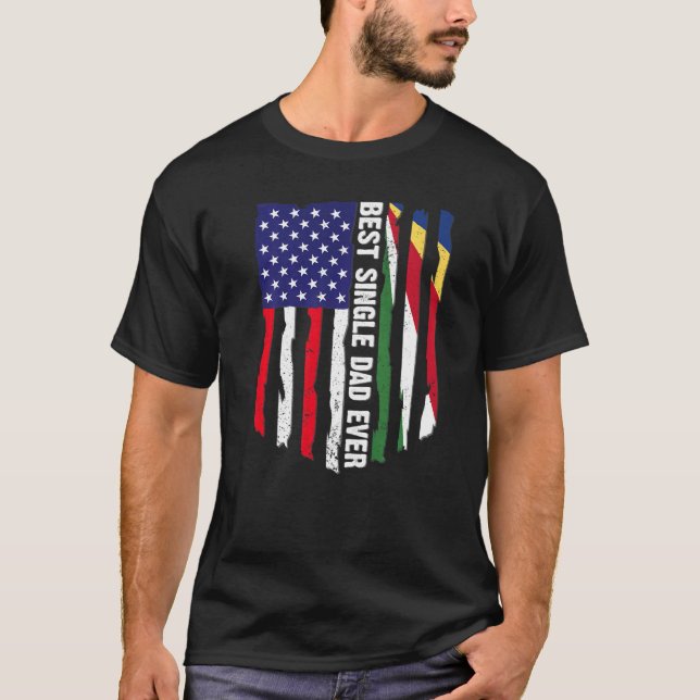 Camiseta Sinalizador Americano e Pai de Melhor Solteiro Ev (Frente)