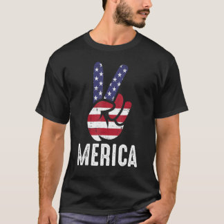 Camiseta Sinalizador Americano e Patriótico Sinal de Paz