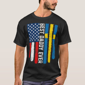 Camiseta Sinalizador Americano e Suecia Melhor Pai De Todos