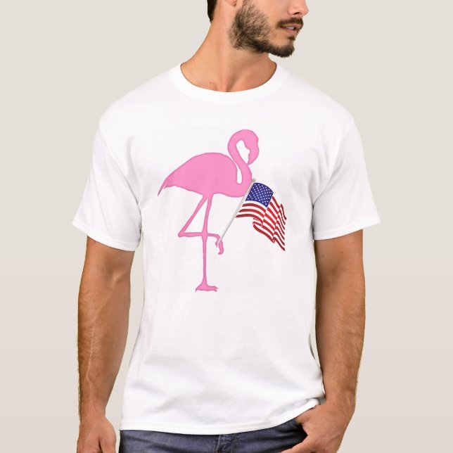 Camiseta Sinalizador Americano Flamingo Rosa (Frente)