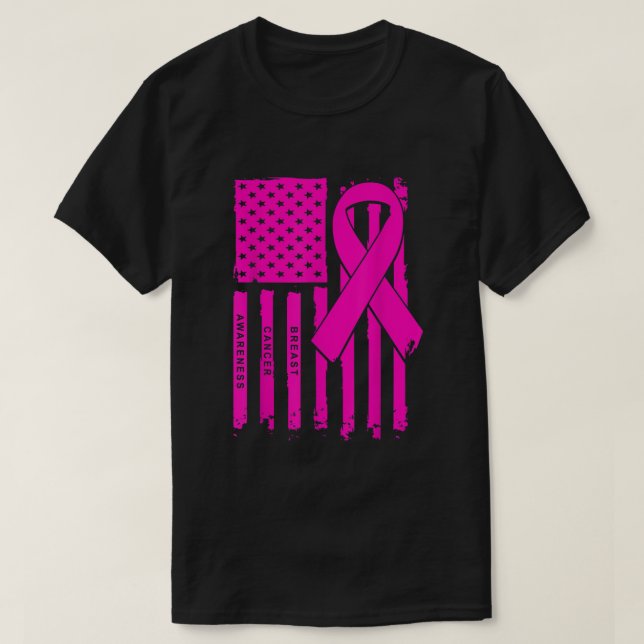 Camiseta Sinalizador Americano Rosa Fita de Fita Sensibiliz (Frente do Design)