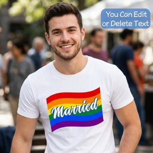 Camiseta Sinalizador arco-íris Casado casamento gay Orgulho
