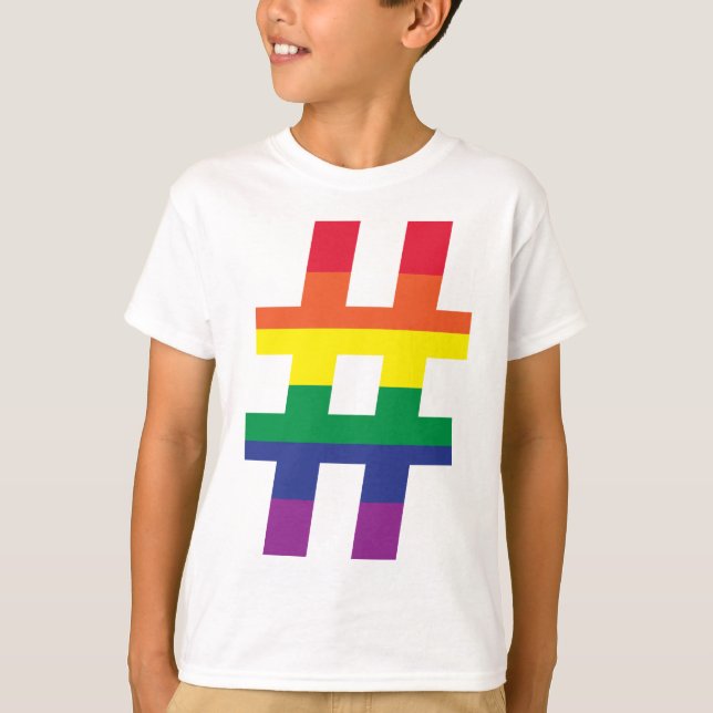 Camiseta Sinalizador Arco-Íris da Etiqueta Hash (Frente)