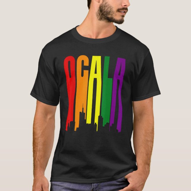 Camiseta Sinalizador Arco-Íris do Orgulho Lgbtq da Flórida (Frente)