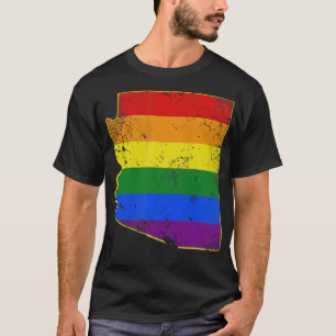 Camiseta Sinalizador Arizona do Mapa de Orgulho gay LGBTQ