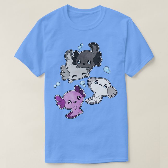 Camiseta Sinalizador Asexual do Orgulho LGBT Axolotl (Frente do Design)