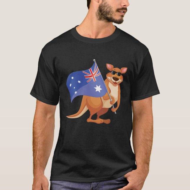 Camiseta Sinalizador australiano Aussie Kangaroo com óculos (Frente)