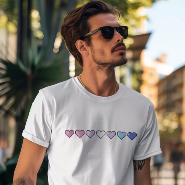Camiseta Sinalizador Bigender Coração Pixel (Criador carregado)