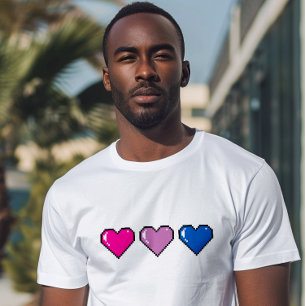 Camiseta Sinalizador bissexual Coração Pixel