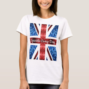 Camiseta Sinalizador britânico cintiladores azuis vermelho