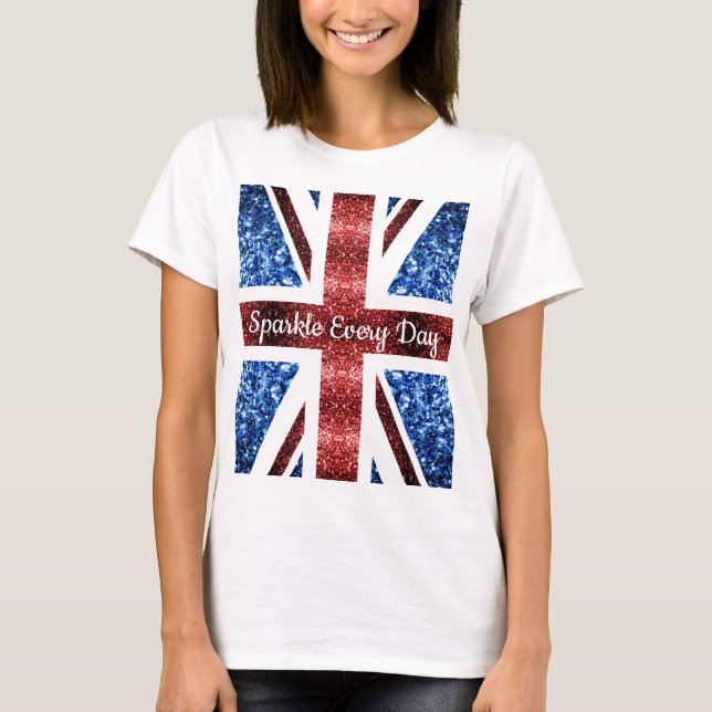 Camiseta Sinalizador britânico cintiladores azuis vermelhos (Frente)