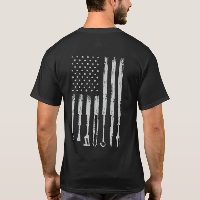 Camiseta Sinalizador CHURRASCO Design Smoking Barbecue USA (Verso)