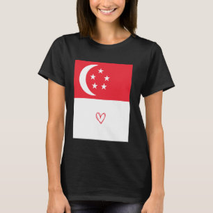Camiseta Sinalizador Cingapura Cardíaco Orgulho Na