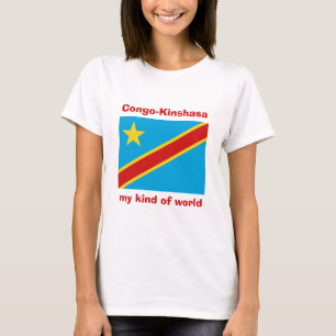 Camiseta Sinalizador Congo-Kinshasa + Mapa + T-Shirt em Tex