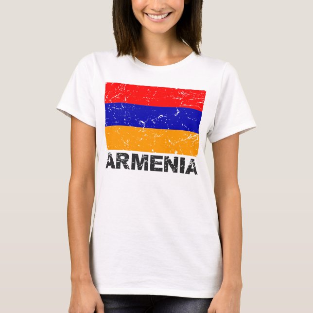 Camiseta Sinalizador da Armênia Vintage (Frente)