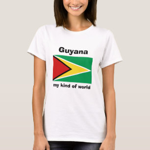 Camiseta Sinalizador da Guiana + Mapa + T-Shirt de Texto